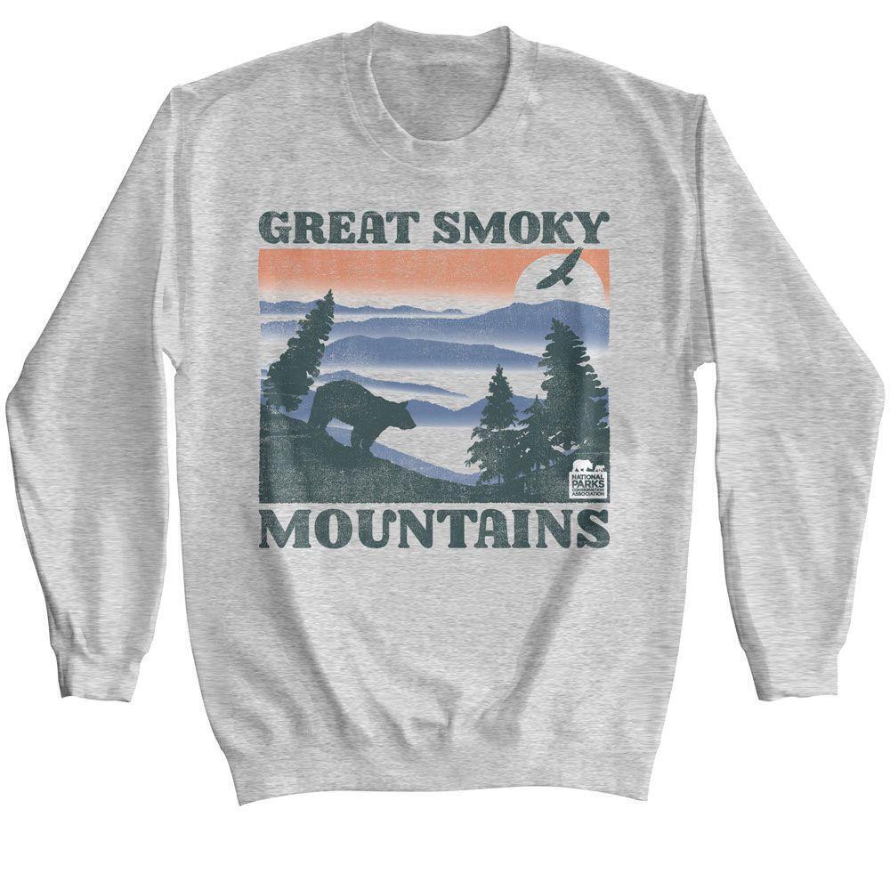 National Parks Great Smokey Mountains Bear And Mtns Sport Gray Sweatshirt
